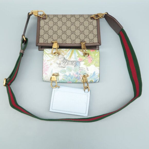 GUCCI Tiger Multicolor W/P Mixed Media Canvas Shoulder Bag - Picture 2 of 12